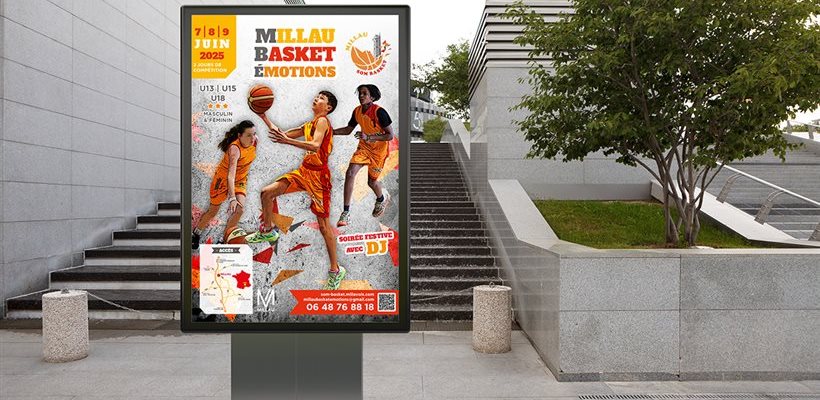 Graphisme affiche Millau Basket Emotions